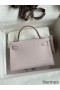 Hermes Kelly Mini II Sellier Handmade Bag In Mauve Pale Chevre Mysore Leather