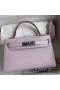 Hermes Kelly Mini II Sellier Handmade Bag In Mauve Pale Matte Alligator Leathe