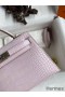 Hermes Kelly Mini II Sellier Handmade Bag In Mauve Pale Matte Alligator Leathe
