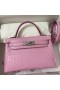 Hermes Kelly Mini II Sellier Handmade Bag In Mauve Sylvestre Matte Alligator Leather