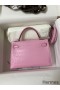 Hermes Kelly Mini II Sellier Handmade Bag In Mauve Sylvestre Matte Alligator Leather