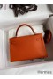 Hermes Kelly Mini II Sellier Handmade Bag In Orange Chevre Mysore Leather