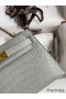 Hermes Kelly Mini II Sellier Handmade Bag In Pearl Grey Matte Alligator Leather