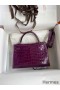 Hermes Kelly Mini II Sellier Handmade Bag In Purple Shiny Alligator Leather