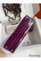 Hermes Kelly Mini II Sellier Handmade Bag In Purple Shiny Alligator Leather