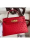 Hermes Kelly Mini II Sellier Handmade Bag In Red Ostrich Leather