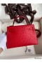 Hermes Kelly Mini II Sellier Handmade Bag In Red Ostrich Leather