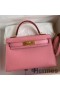Hermes Kelly Mini II Sellier Handmade Bag In Rose Confetti Chevre Mysore Leather