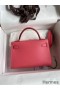 Hermes Kelly Mini II Sellier Handmade Bag In Rose Lipstick Chevre Mysore Leather