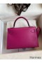 Hermes Kelly Mini II Sellier Handmade Bag In Rose Purple Chevre Mysore Leather