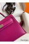 Hermes Kelly Mini II Sellier Handmade Bag In Rose Purple Chevre Mysore Leather