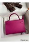 Hermes Kelly Mini II Sellier Handmade Bag In Rose Purple Epsom Calfskin