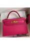 Hermes Kelly Mini II Sellier Handmade Bag In Rose Red Epsom Calfskin