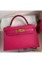 Hermes Kelly Mini II Sellier Handmade Bag In Rose Red Epsom Calfskin