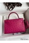 Hermes Kelly Mini II Sellier Handmade Bag In Rose Red Ostrich Leather