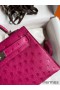 Hermes Kelly Mini II Sellier Handmade Bag In Rose Red Ostrich Leather