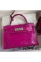 Hermes Kelly Mini II Sellier Handmade Bag In Rose Scheherazade Shiny Alligator Leather