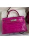 Hermes Kelly Mini II Sellier Handmade Bag In Rose Scheherazade Shiny Alligator Leather