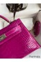 Hermes Kelly Mini II Sellier Handmade Bag In Rose Scheherazade Shiny Alligator Leather