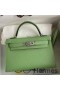Hermes Kelly Mini II Sellier Handmade Bag In Vert Criquet Chevre Mysore Leather
