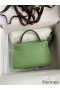 Hermes Kelly Mini II Sellier Handmade Bag In Vert Criquet Chevre Mysore Leather