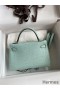 Hermes Kelly Mini II Sellier Handmade Bag In Vert D'eau Matte Alligator Leather