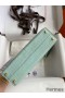 Hermes Kelly Mini II Sellier Handmade Bag In Vert D'eau Matte Alligator Leather