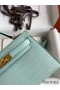Hermes Kelly Mini II Sellier Handmade Bag In Vert D'eau Matte Alligator Leather