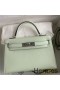 Hermes Kelly Mini II Sellier Handmade Bag In Vert Fizz Chevre Mysore Leather