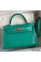 Hermes Kelly Mini II Sellier Handmade Bag In Vert Jude Shiny Alligator Leather