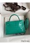 Hermes Kelly Mini II Sellier Handmade Bag In Vert Jude Shiny Alligator Leather