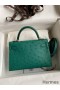 Hermes Kelly Mini II Sellier Handmade Bag In Vert Vertigo Ostrich Leather
