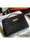 Hermes Kelly Pochette Bag In Black Epsom Leather
