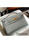 Hermes Kelly Pochette Bag In Blue Glacier Epsom Leather