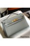 Hermes Kelly Pochette Bag In Blue Glacier Epsom Leather