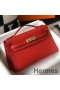 Hermes Kelly Pochette Bag In Red Epsom Leather