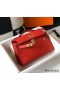 Hermes Kelly Pochette Bag In Red Epsom Leather