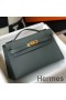 Hermes Kelly Pochette Bag In Vert Amande Epsom Leather