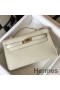 Hermes Kelly Pochette Bag In White Epsom Leather
