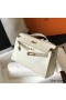 Hermes Kelly Pochette Bag In White Epsom Leather