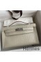 Hermes Kelly Pochette Handmade Bag In Beton Matte Alligator Leather