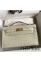 Hermes Kelly Pochette Handmade Bag In Beton Ostrich Leather