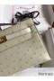 Hermes Kelly Pochette Handmade Bag In Beton Ostrich Leather
