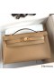Hermes Kelly Pochette Handmade Bag In Biscuit Swift Calfskin
