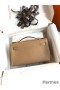 Hermes Kelly Pochette Handmade Bag In Biscuit Swift Calfskin