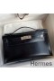 Hermes Kelly Pochette Handmade Bag In Black Box Calfskin