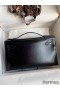 Hermes Kelly Pochette Handmade Bag In Black Box Calfskin