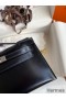 Hermes Kelly Pochette Handmade Bag In Black Box Calfskin