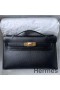 Hermes Kelly Pochette Handmade Bag In Black Chevre Mysore Leather