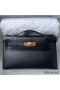 Hermes Kelly Pochette Handmade Bag In Black Chevre Mysore Leather